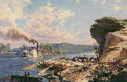 CHATANOOGA: UNLOADING FLATBOATS ON THE BANKS OF THE TENNESSEE RIVER IN 1848