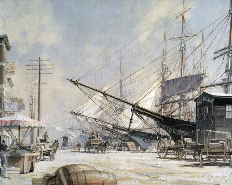 New York, The Foot of South Street 1876