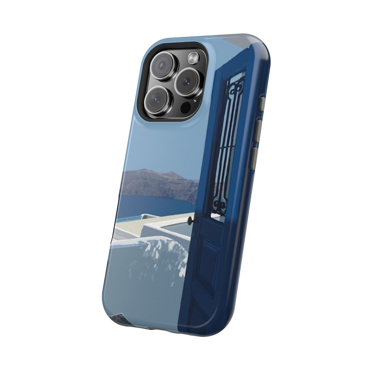 Santorini Blue Door Phone Case — Magnetic Impact-Resistant Coastal iPhone Cover