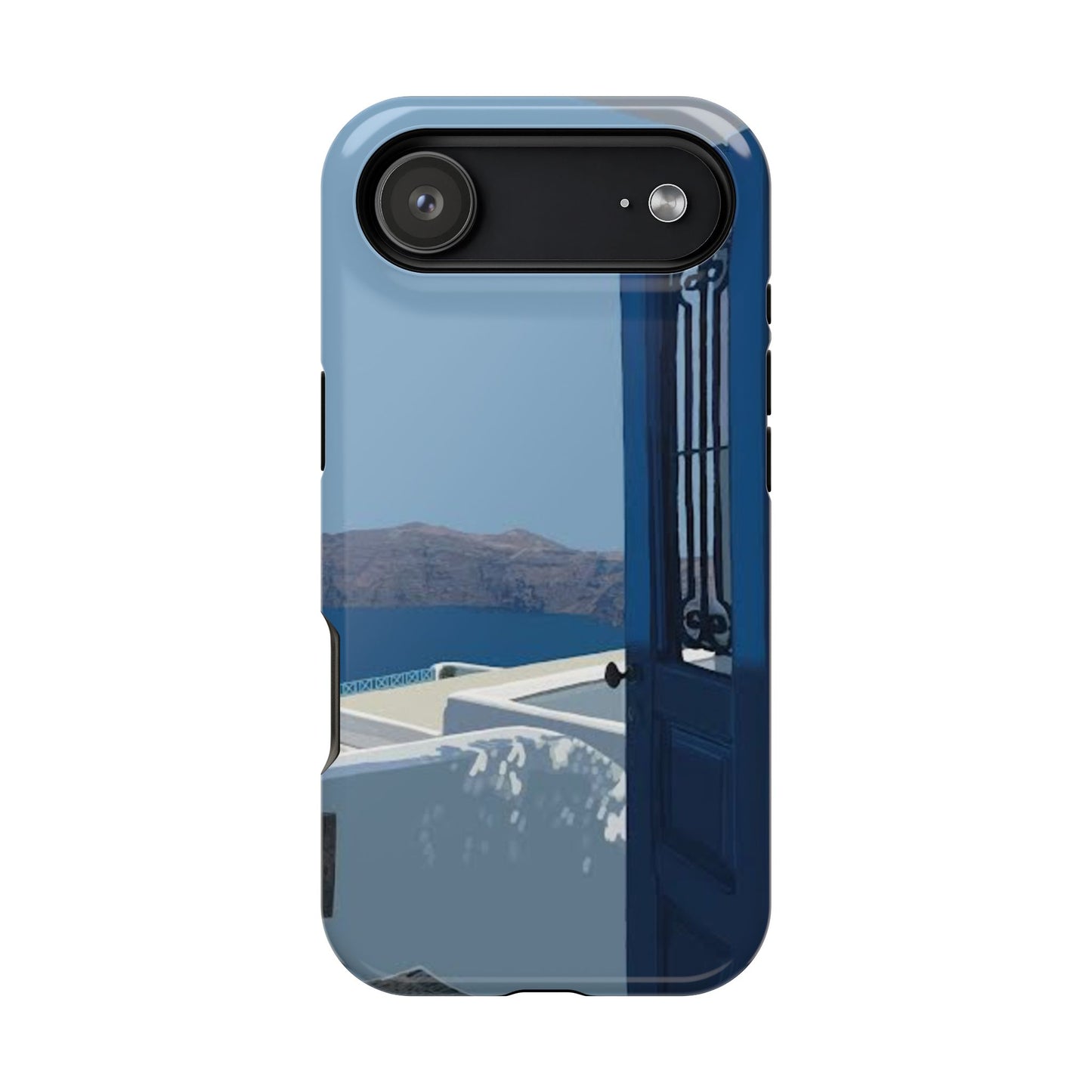 Santorini Blue Door Phone Case — Magnetic Impact-Resistant Coastal iPhone Cover