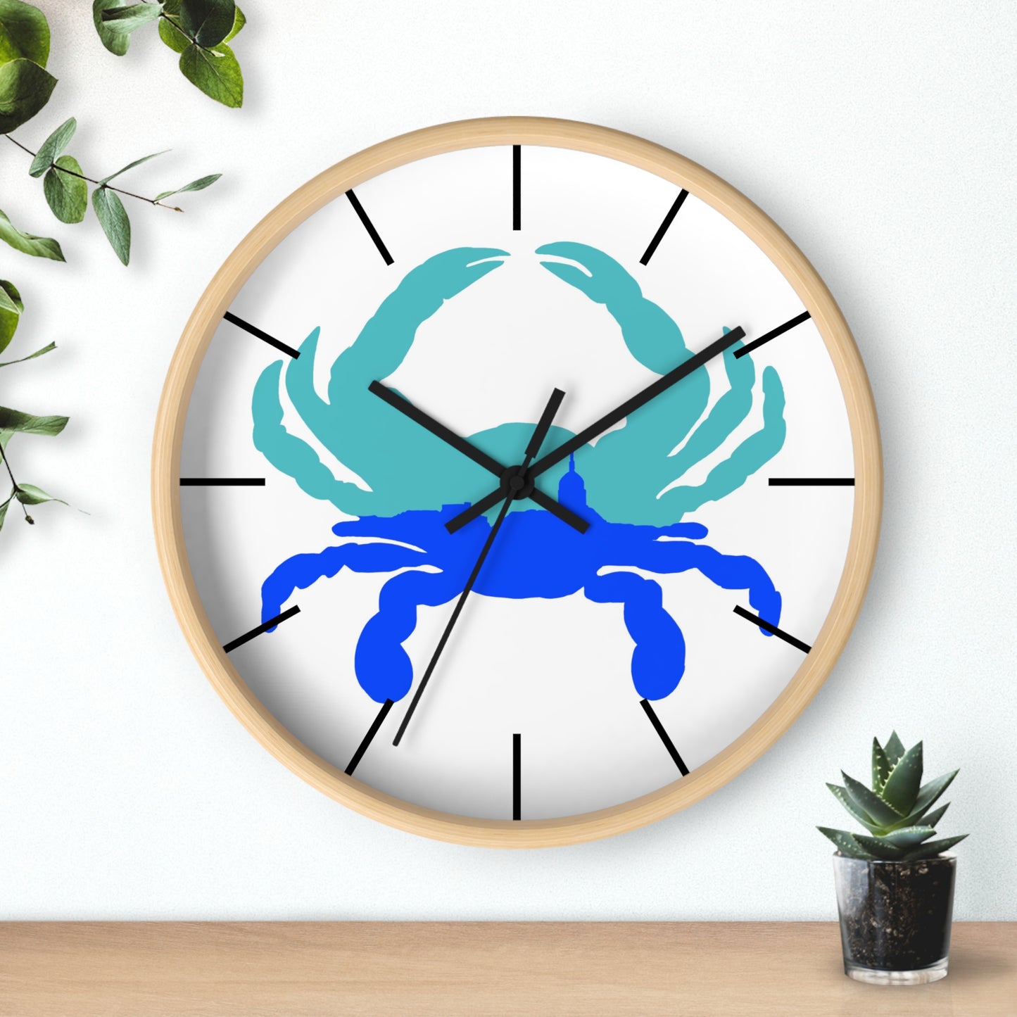 Annapolis Blue Crab Wall Clock — Nautical Blue Beach Decor