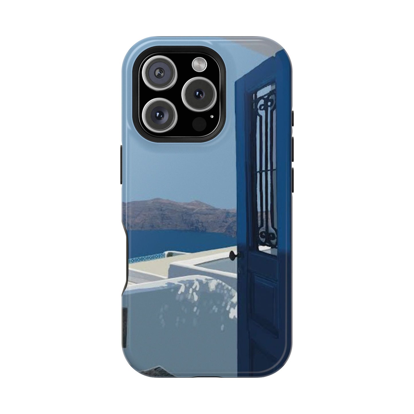 Santorini Blue Door Phone Case — Magnetic Impact-Resistant Coastal iPhone Cover