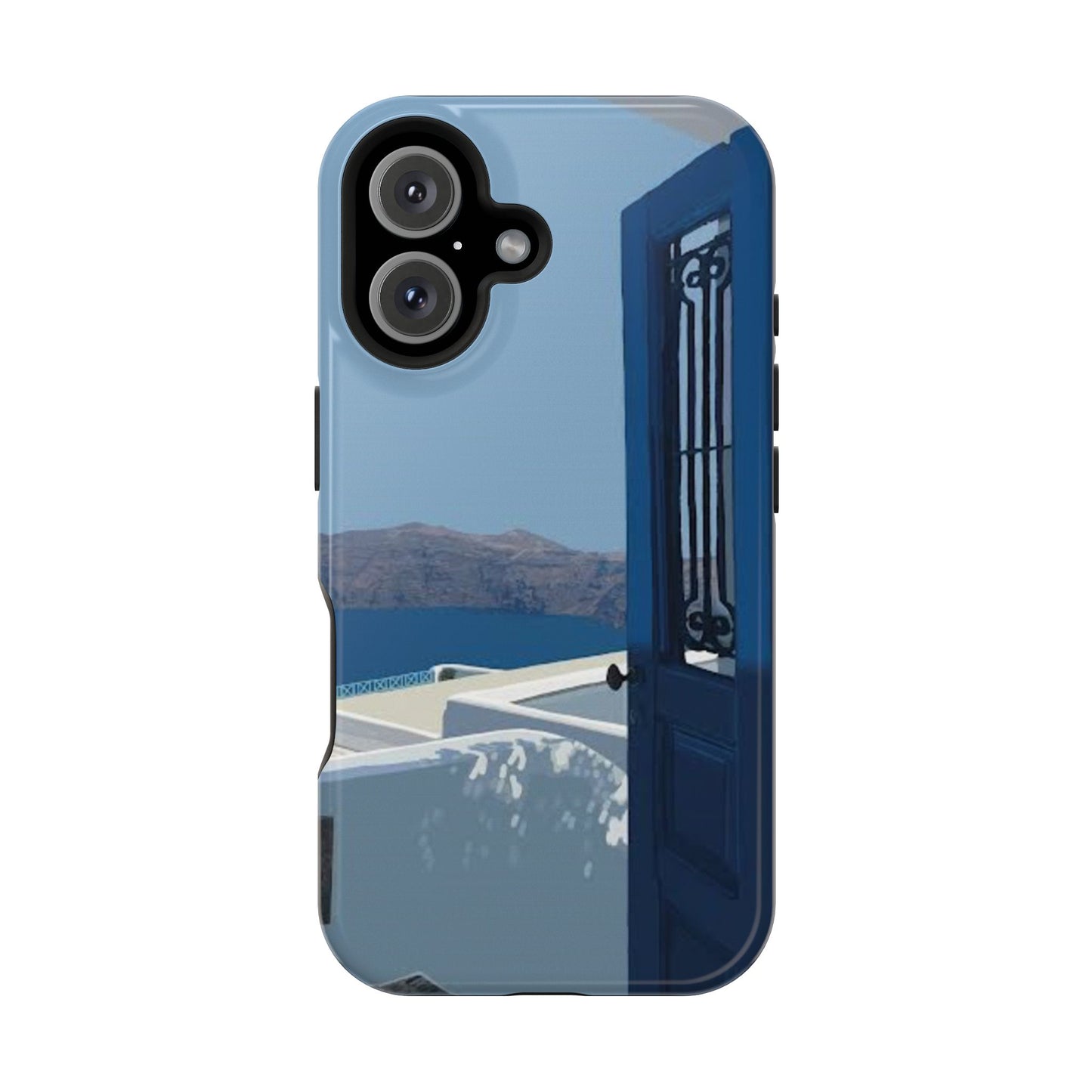 Santorini Blue Door Phone Case — Magnetic Impact-Resistant Coastal iPhone Cover