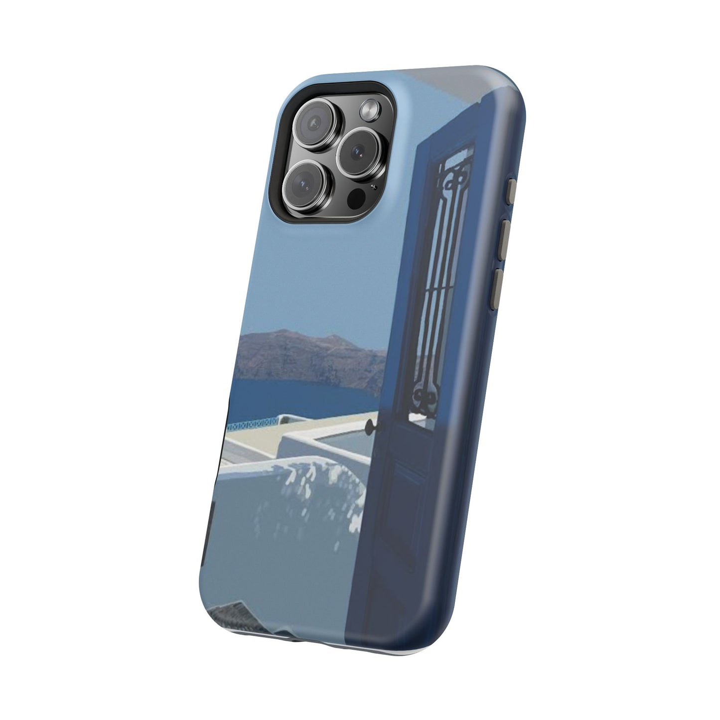 Santorini Blue Door Phone Case — Magnetic Impact-Resistant Coastal iPhone Cover