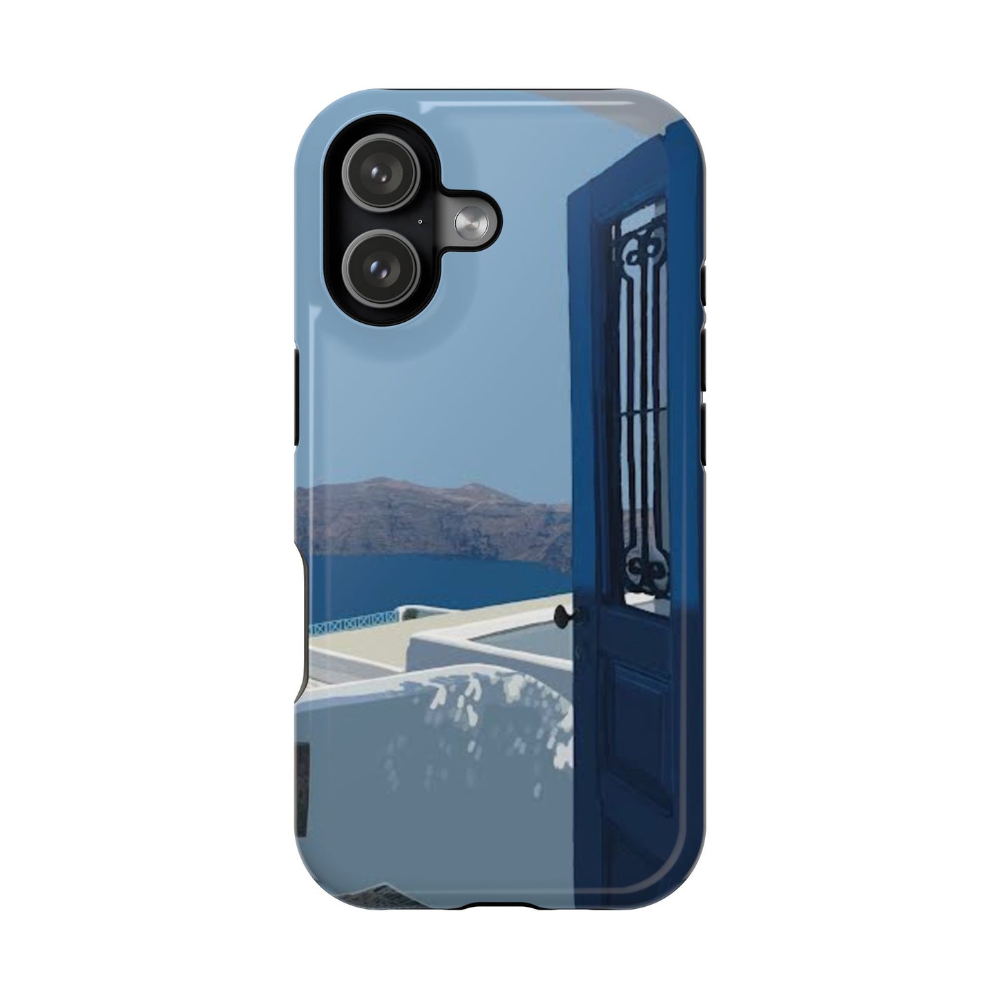 Santorini Blue Door Phone Case — Magnetic Impact-Resistant Coastal iPhone Cover