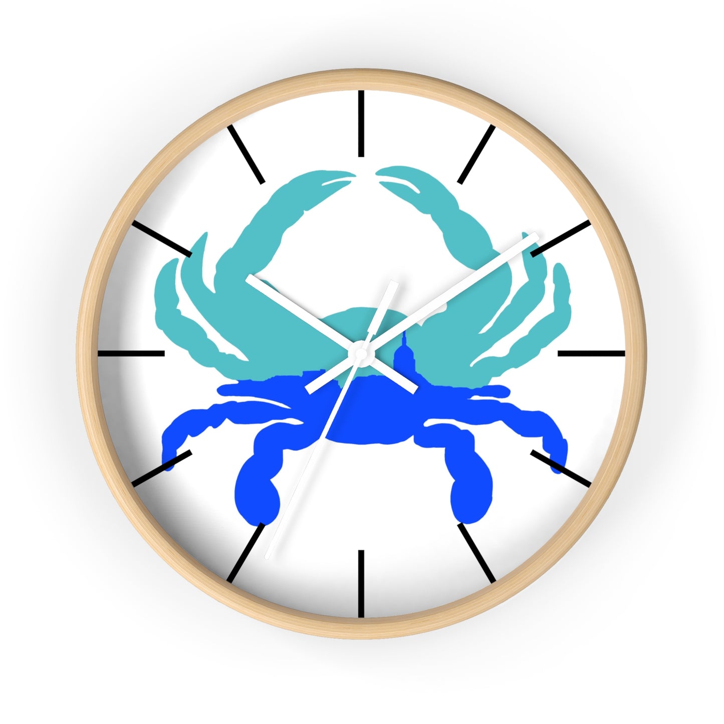 Annapolis Blue Crab Wall Clock — Nautical Blue Beach Decor