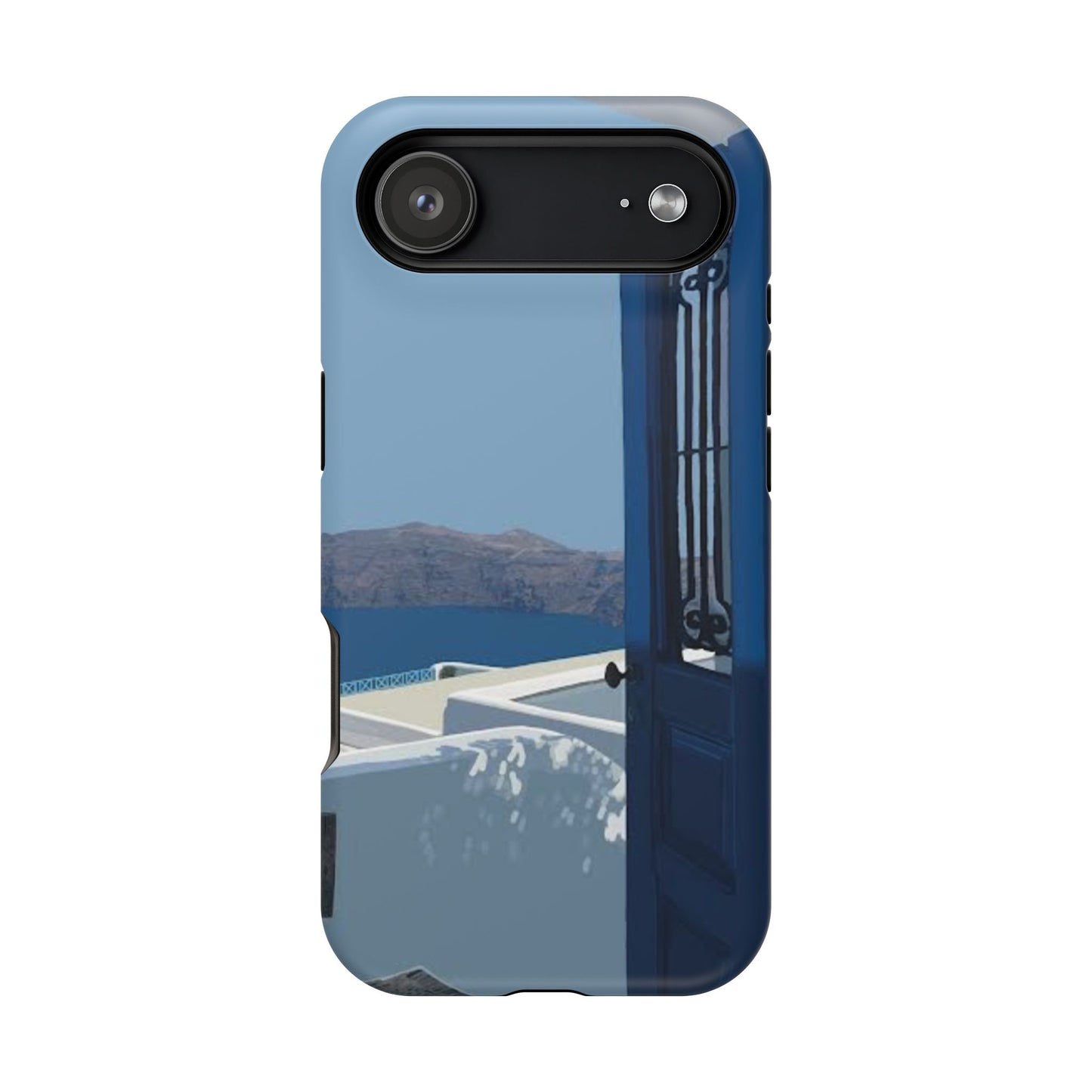Santorini Blue Door Phone Case — Magnetic Impact-Resistant Coastal iPhone Cover