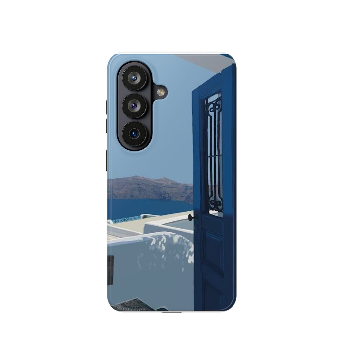 Santorini Blue Door Phone Case — Magnetic Impact-Resistant Coastal iPhone Cover