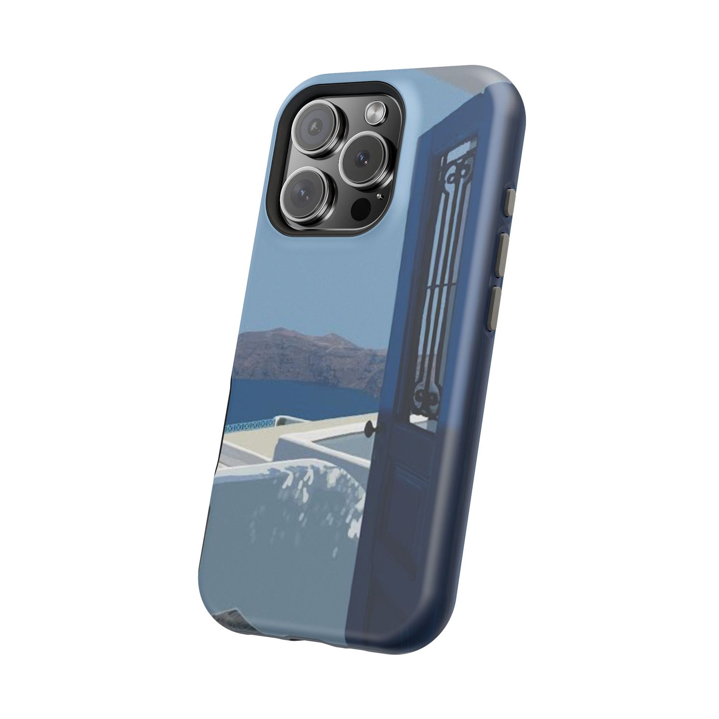 Santorini Blue Door Phone Case — Magnetic Impact-Resistant Coastal iPhone Cover