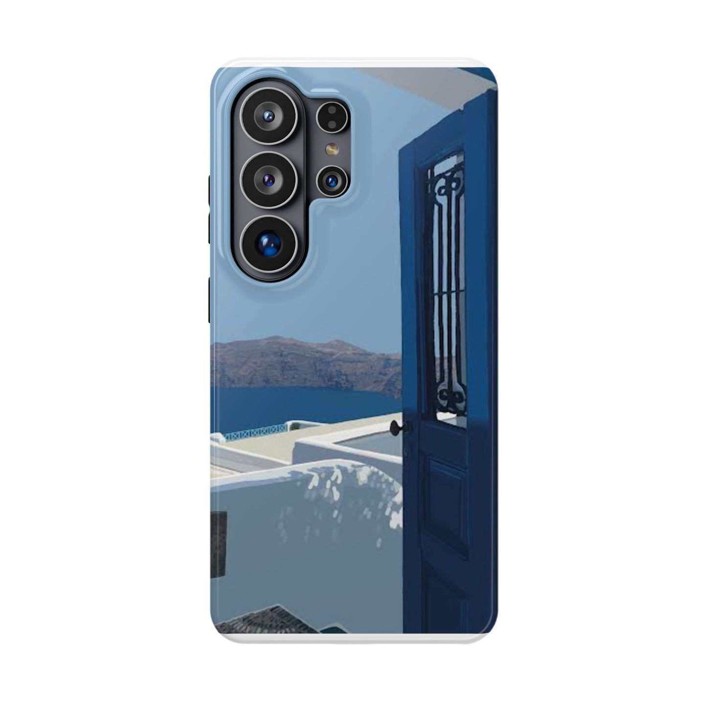 Santorini Blue Door Phone Case — Magnetic Impact-Resistant Coastal iPhone Cover