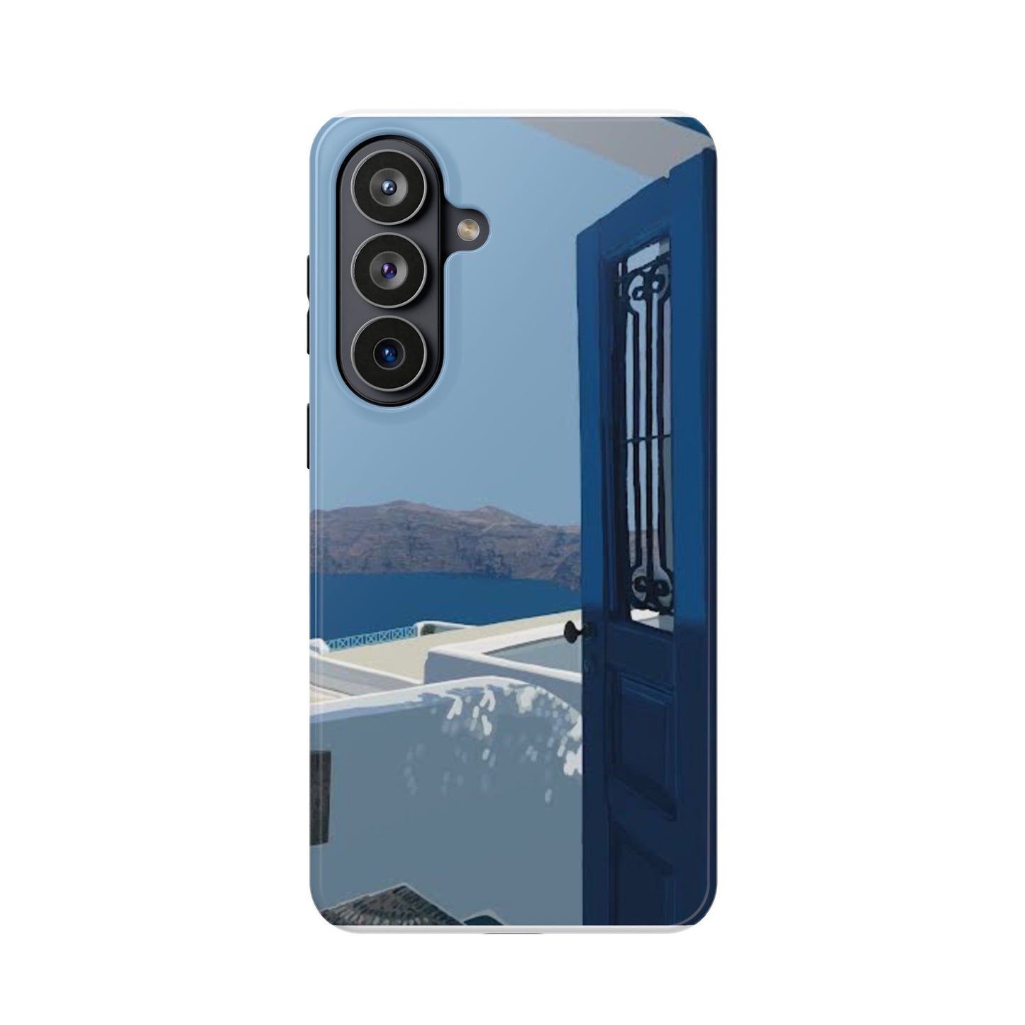 Santorini Blue Door Phone Case — Magnetic Impact-Resistant Coastal iPhone Cover
