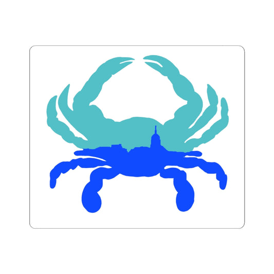 Blue Crab Kiss-Cut Sticker — Coastal Beach Nautical Decal