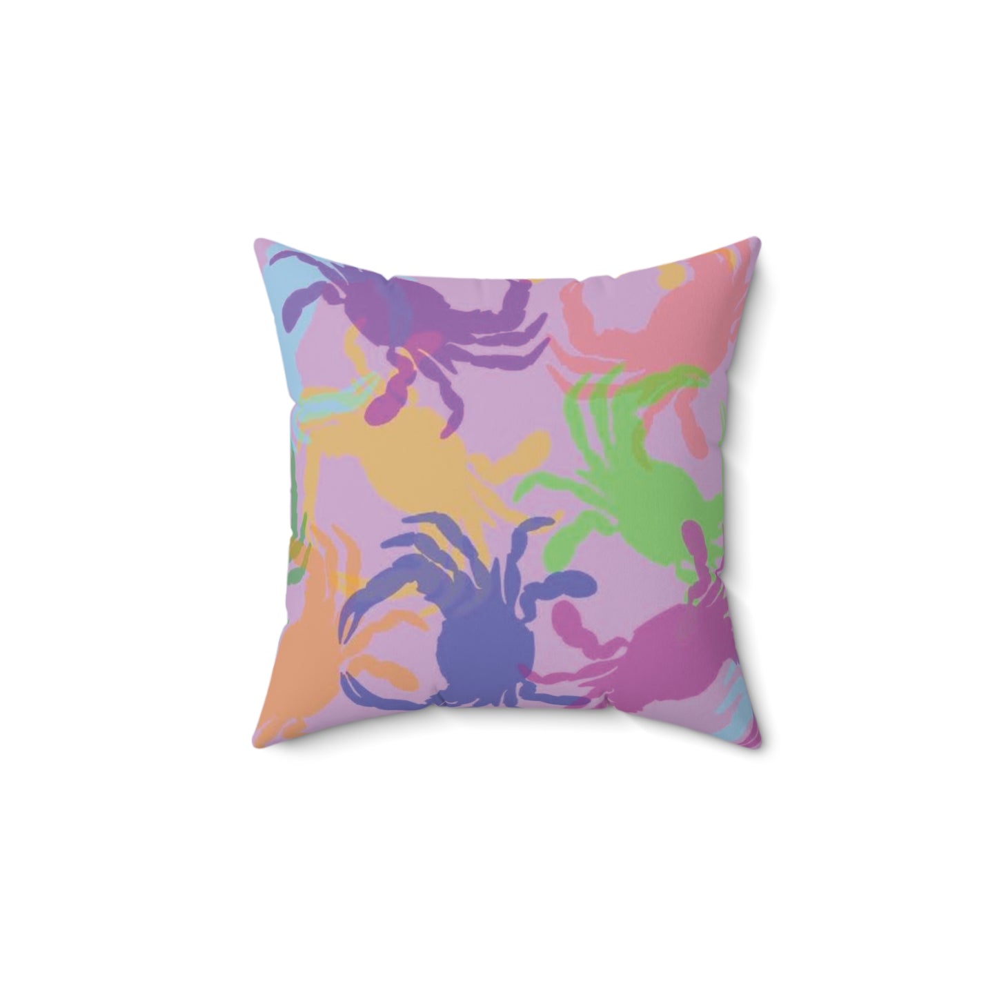 Colorful Crab Pattern Throw Pillow — Coastal Beach Decor Accent Pillow