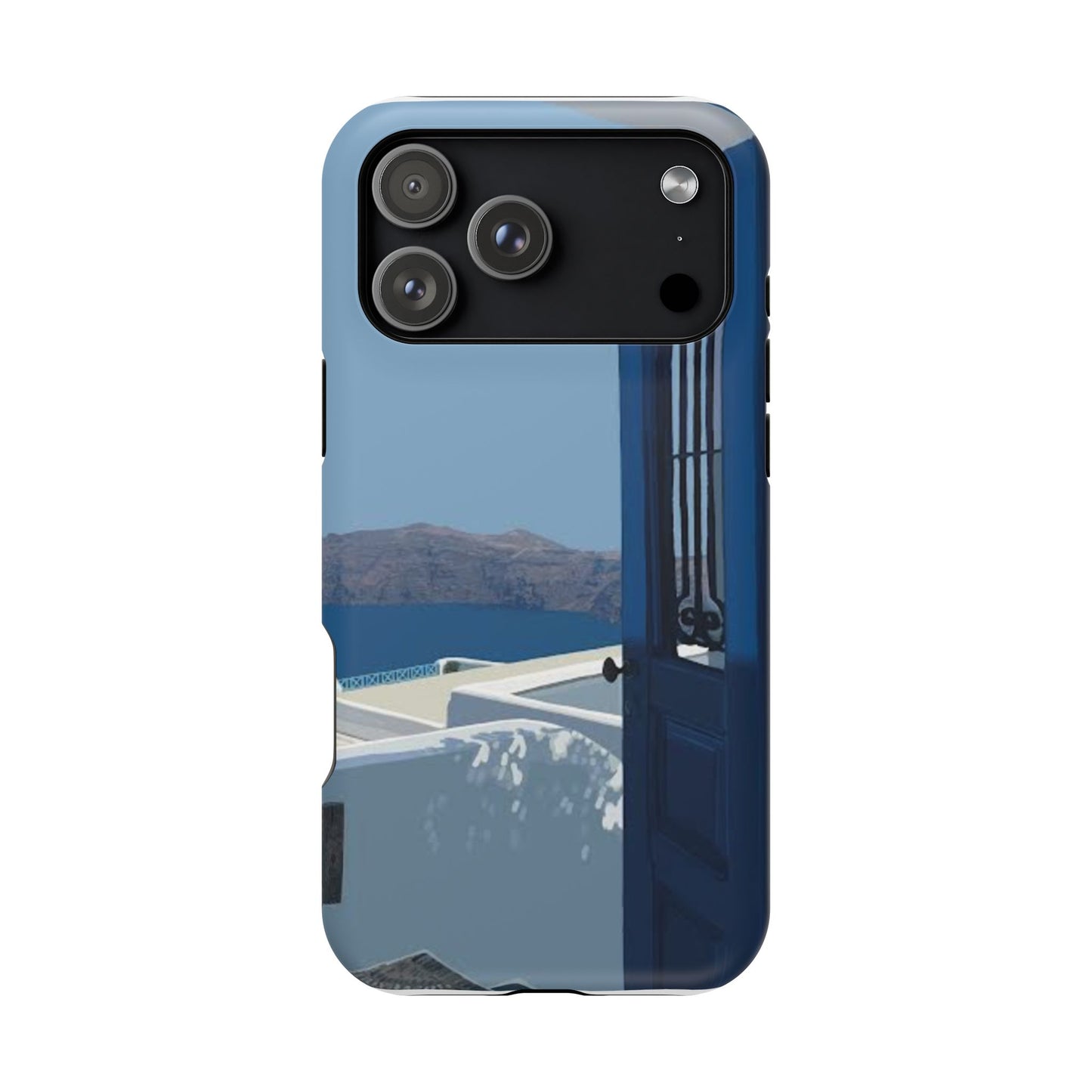 Santorini Blue Door Phone Case — Magnetic Impact-Resistant Coastal iPhone Cover