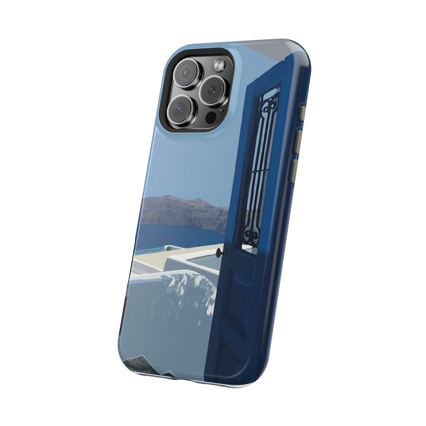 Santorini Blue Door Phone Case — Magnetic Impact-Resistant Coastal iPhone Cover