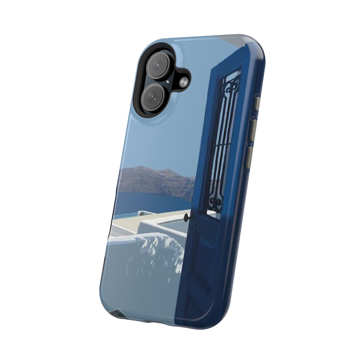 Santorini Blue Door Phone Case — Magnetic Impact-Resistant Coastal iPhone Cover