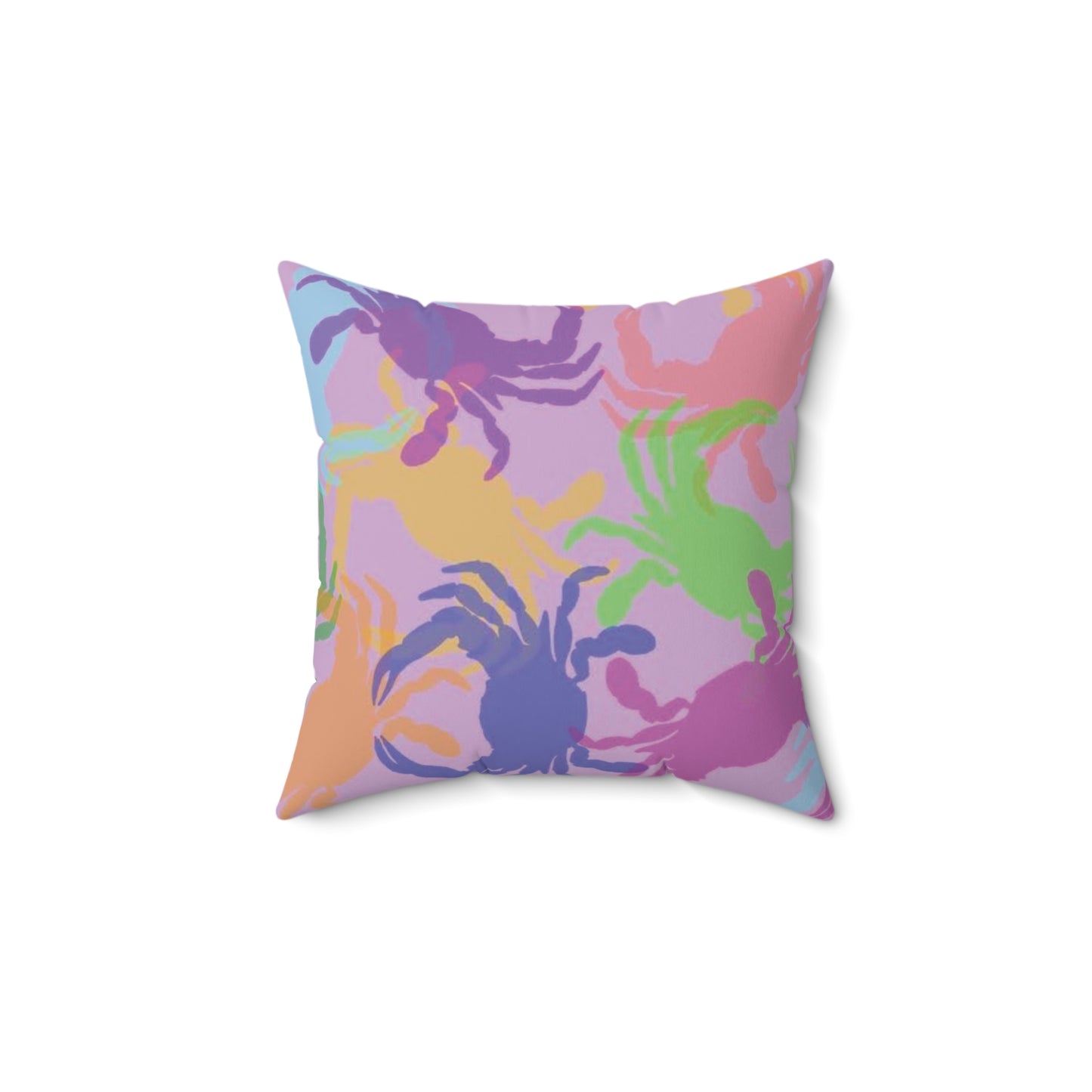 Colorful Crab Pattern Throw Pillow — Coastal Beach Decor Accent Pillow