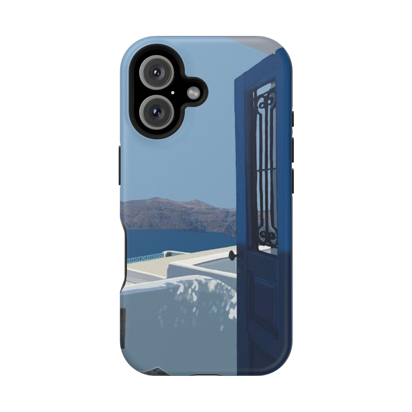 Santorini Blue Door Phone Case — Magnetic Impact-Resistant Coastal iPhone Cover