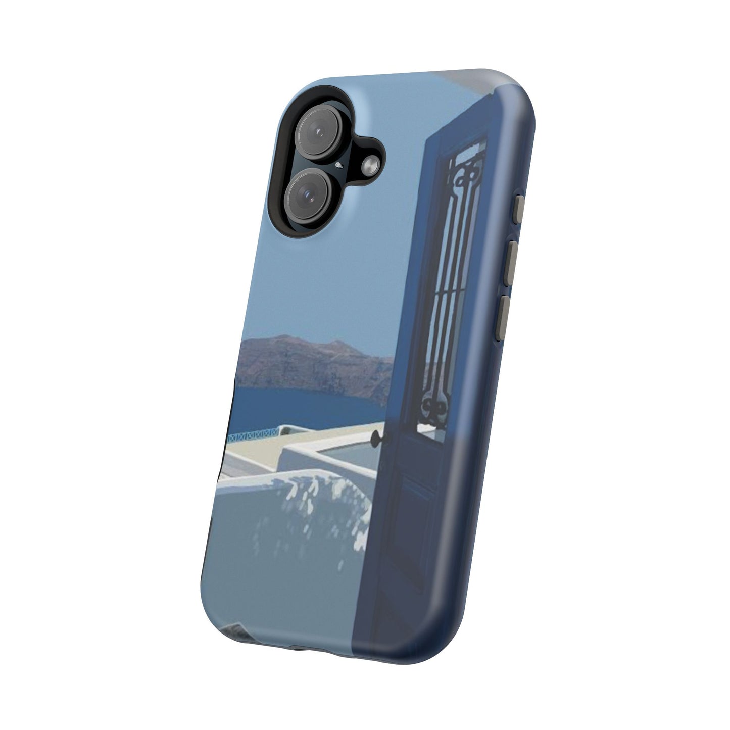 Santorini Blue Door Phone Case — Magnetic Impact-Resistant Coastal iPhone Cover