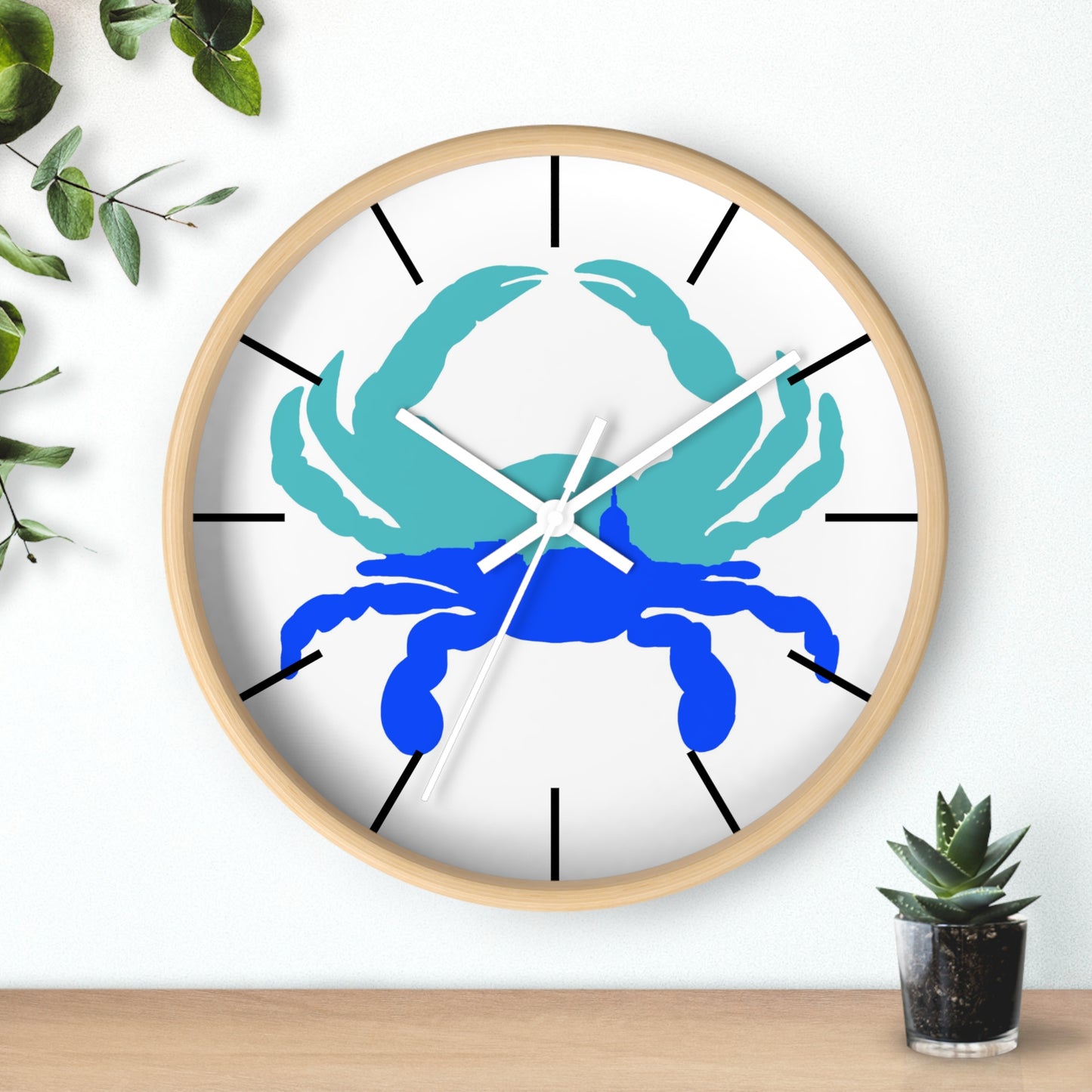 Annapolis Blue Crab Wall Clock — Nautical Blue Beach Decor
