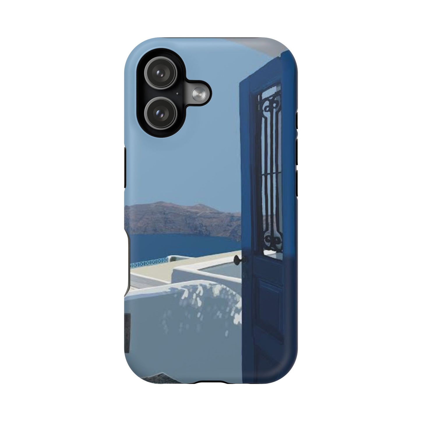 Santorini Blue Door Phone Case — Magnetic Impact-Resistant Coastal iPhone Cover