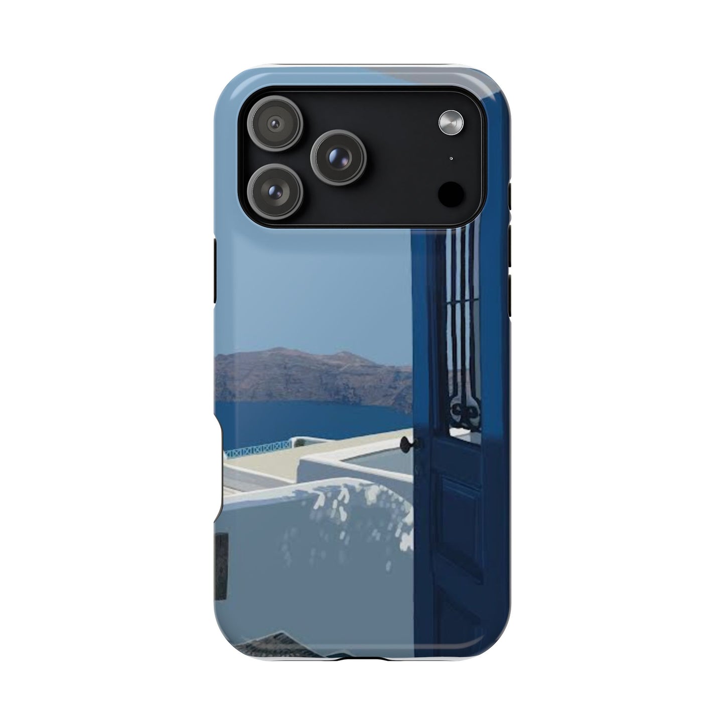 Santorini Blue Door Phone Case — Magnetic Impact-Resistant Coastal iPhone Cover