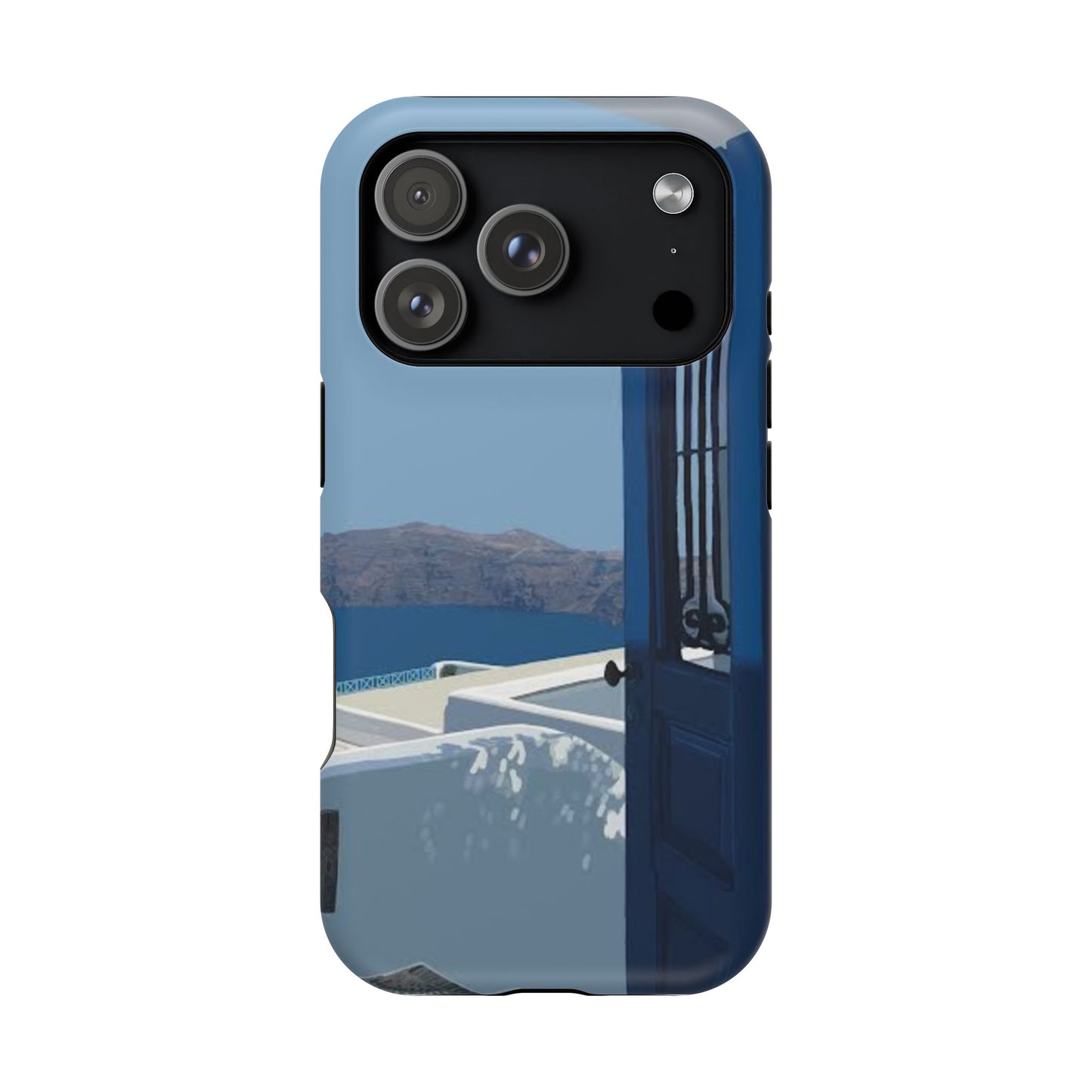 Santorini Blue Door Phone Case — Magnetic Impact-Resistant Coastal iPhone Cover