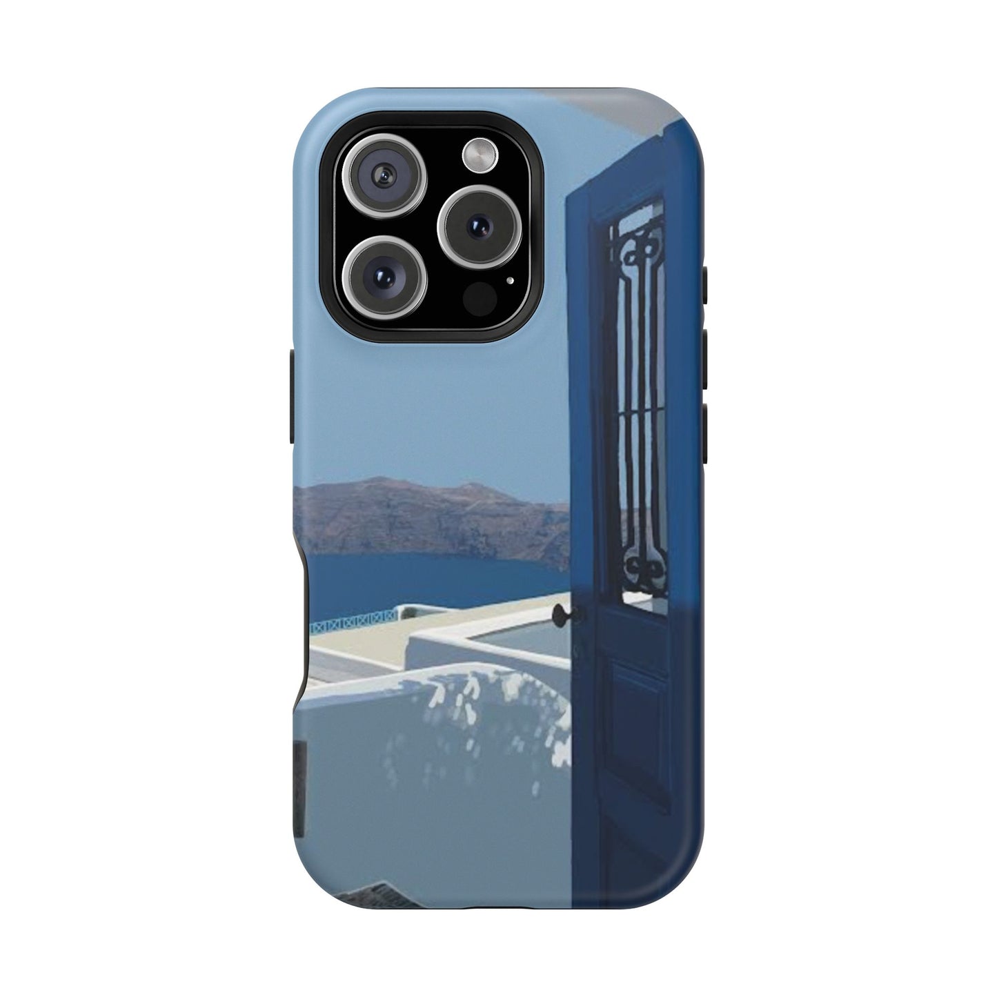Santorini Blue Door Phone Case — Magnetic Impact-Resistant Coastal iPhone Cover