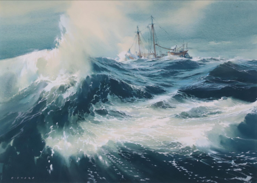 Eastern Rigged Dragger in Rough Weather