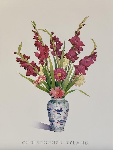 Gladioli in a Vase with Fish