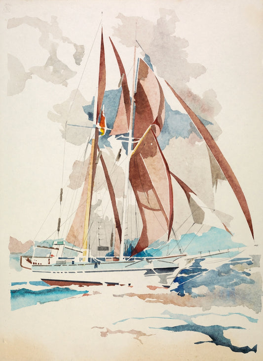 Underway - Two Masted Schooner (Based off of a Stone Lithograph)