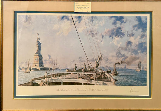 The Statue of Liberty in a Panorama of New York Harbor in 1886