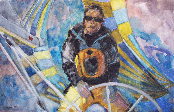 At the Helm Original Oil Painting by Willard Bond