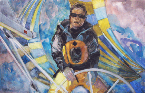 At the Helm Original Oil Painting by Willard Bond