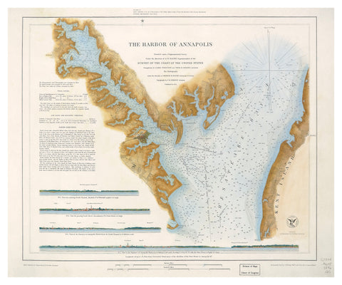 1846 HARBOR OF ANNAPOLIS CHART - Hand Colored