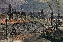 PITTSBURGH: WATER STREET BY GASLIGHT IN 1899 (RARE)