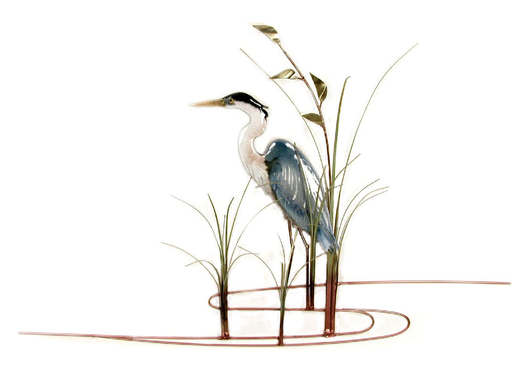 HERON WITH SEA OATS FACING LEFT