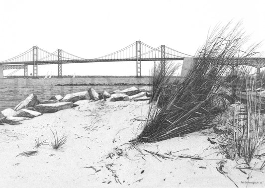 Black and White Chesapeake Bay Bridge