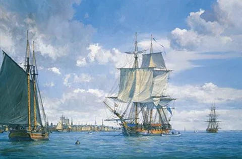 hms active in boston harbor july 19 1775 historical sailing ship vessel